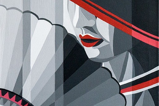 Lady with a Fan: 40*50cm, acrylic, canvas