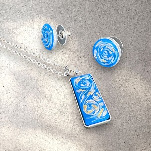 Van Gogh inspirációs ékszerszett szögletes medállal