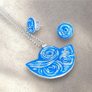 Van Gogh inspirációs ékszerszett legyező alakú medállal