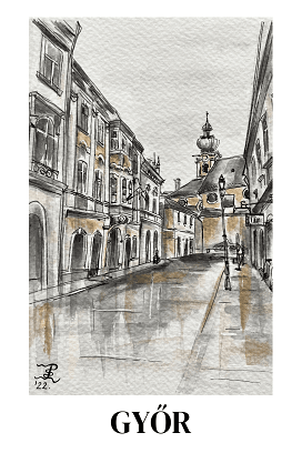 Hűtőmágnes Kazinczy utca fekete-fehér