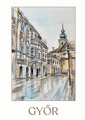 Képeslap Kazinczy utca– akvarellből nyomtatva