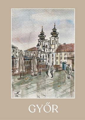 Képeslap Széchenyi tér– akvarellből nyomtatva